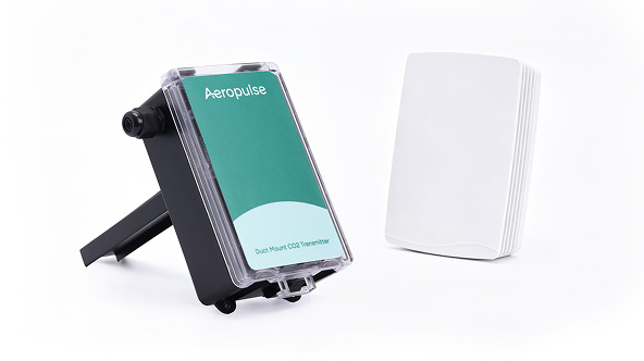 Aeropulse duct-mounted and wall-mounted air quality monitors.